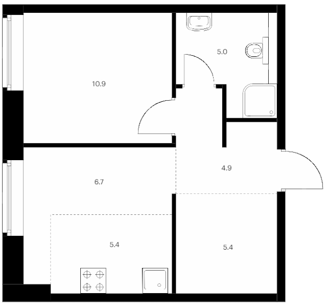 1-комнатная квартира 38.3 м², 1/9 эт., ЖК «Лермонтовский 54»